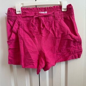 Linen Blend Pink Shorts